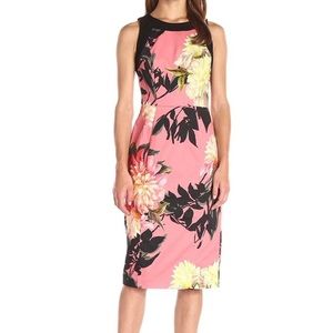 black halo rohan sheath floral-print dress